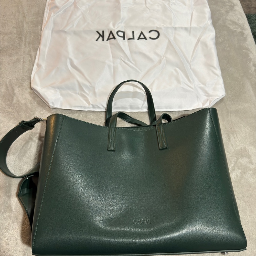 Calpak Dark Green Leather Tote